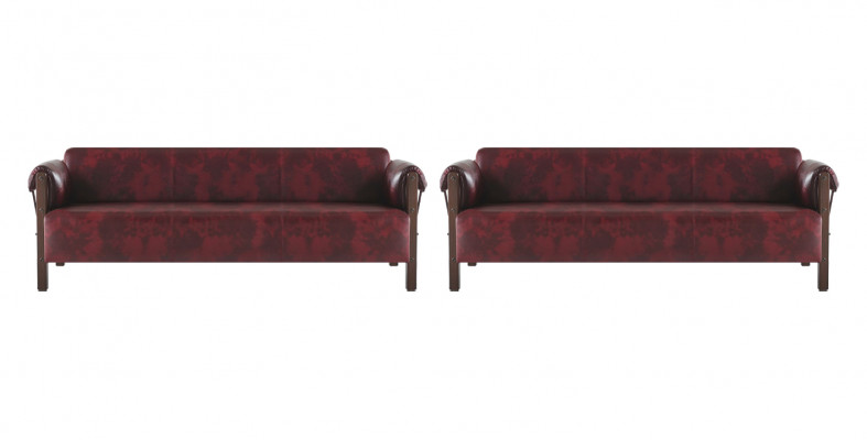 Sofaen 3-Sëtzer Ledersofa-Set Bordeaux Modern Stil Canapé Weich Armleef