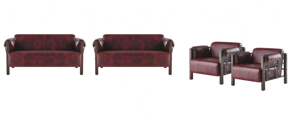 2-Sëtz Sofas Aarmstull Bordeaux Modern Holz Mëll Lieder Aarmleed Saz