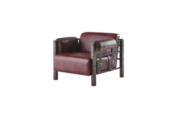 2-Sëtz Sofas Aarmstull Bordeaux Modern Holz Mëll Lieder Aarmleed Saz