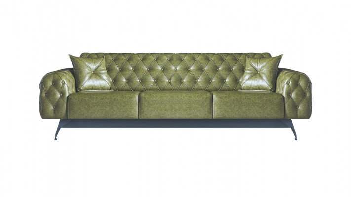 Sofagarniture Chesterfield Canapé-Set 3-Sëtz Canapéeën Gréng Klassesch Këssen