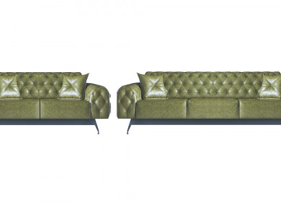 Lieder-Sofas 3-Sëtz 2-Sëtz Chesterfield Gréng Einfaarweg Klassesch Sofas