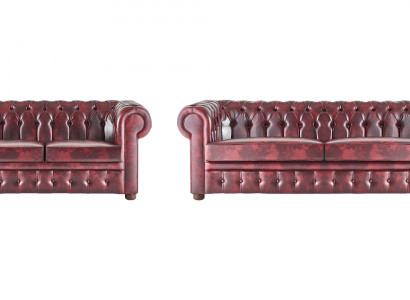 Sëtzmiwwel Sofa-Set 3-Sëtzer 2-Sëtzer Bordeaux Couch Chesterfield Knéppel