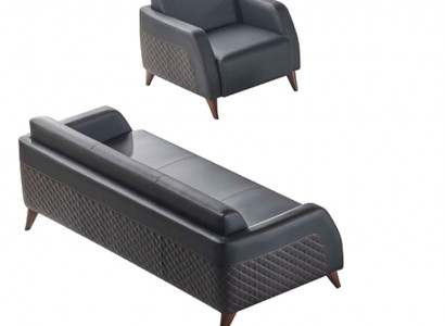 Lieder Sofa Set 3-Sëtzer Fauteuil Schwaarz Canapé Modern Sofa-Set Sëtzmiwwel