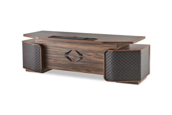 Büro-Sätz: Schreifdësch, Bürosstull, Sideboard, Schwaarz, Brong, Chefsstull.