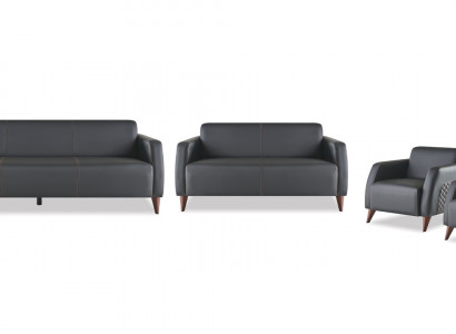 Komplett-Säit Sitzmöbel 3-Sëtzer 2-Sëtzer Sessellef Schwarz Moder Lieder Holz