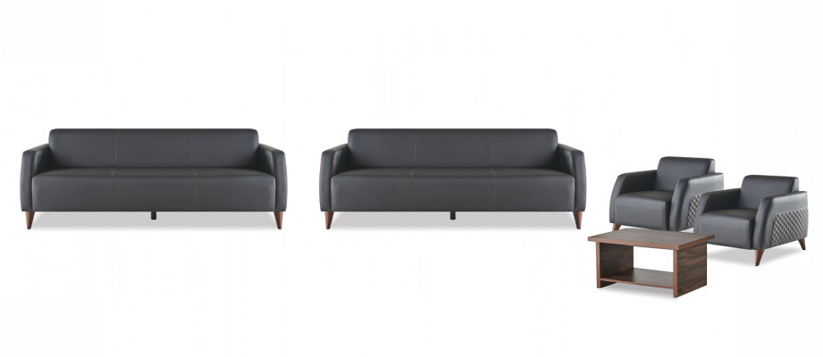 Komplett-Satz Lieder divan Schwaarz 3-Sëtzer Sess Couchtësch Holz Lieder 4st.