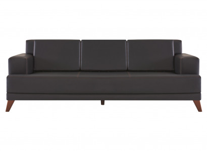 Liederkanapé Modern 3-Sëtzer Schwaarz Eenfaarweg Canapé Plëscher Këssen Holz