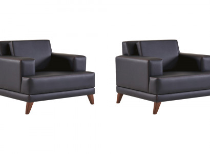 Fauteuil Lieder Fauteuil Schwaarz Modern Polster Këssen 1-Sëtz Holz