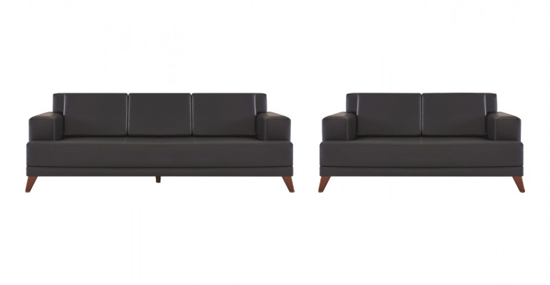 Modern Sofaset Ledersofa Schwaarz 3-Sëtzer 2-Sëtzer Polster Këssen