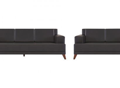 Modern Sofaset Ledersofa Schwaarz 3-Sëtzer 2-Sëtzer Polster Këssen