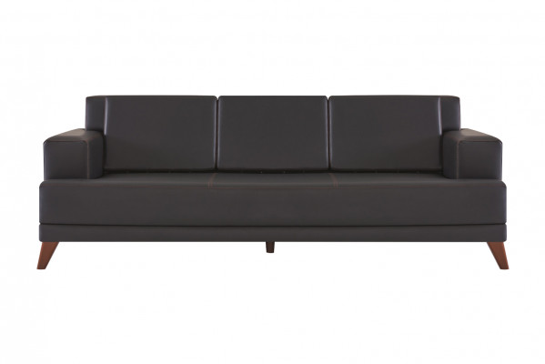 Sofasätze 3-Platze Sofas Fauteuilen Schwaarz Ledersofas Modern Lieder Holz