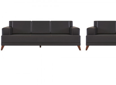 Sofasätze 3-Platze Sofas Fauteuilen Schwaarz Ledersofas Modern Lieder Holz