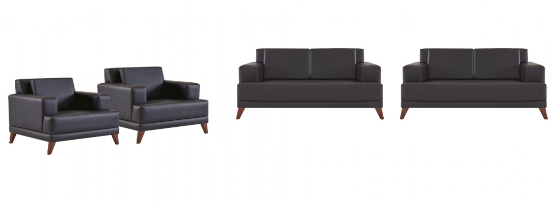 Sëtzmiwwel Set 2-Sëtzer Fotell Schwaarz Ledersofas Modern Sofa-Set Polsterung