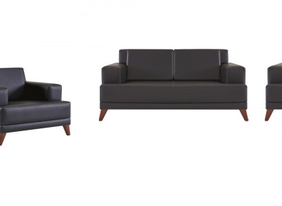 Sëtzmiwwel Set 2-Sëtzer Fotell Schwaarz Ledersofas Modern Sofa-Set Polsterung