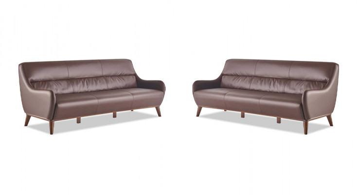Sofa-Set Lieder Holz 3-Sëtzer Liederbésofas Sofas Braun Klassesch Canapé