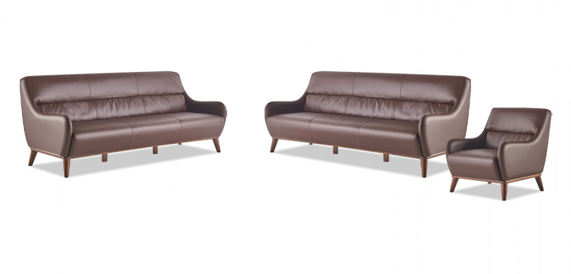Sëtzmiwwel 3-Sëtzer Sessell Bruin Ledersofas Couch Lehnsessel Klassesch
