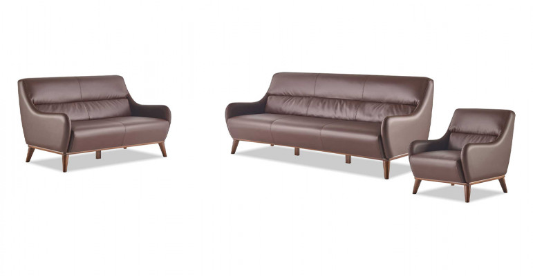 Komplett Sofa-Set 3-Sëtzer 2-Sëtzer Fautëuil Braun Klassesch Couch Lieder