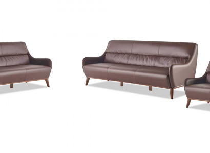 Komplett Sofa-Set 3-Sëtzer 2-Sëtzer Fautëuil Braun Klassesch Couch Lieder