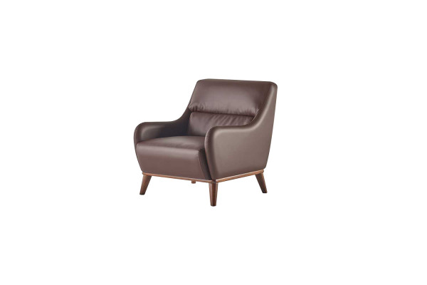 Ledersofas Komplett 3-Sëtzer 2x Fotell Klassesch Braun Lieder Holz Couch