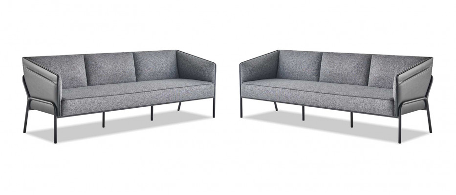 Ledersofas Textil 3-Sëtzer Grau Edelstol Modern Lieder Couch Sofa-Set