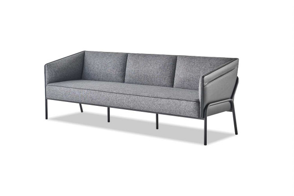 Canapé-Set Ledergarnitur Gro Modern 3-Plaz 2x Sesselen Textil Edelstol Holz