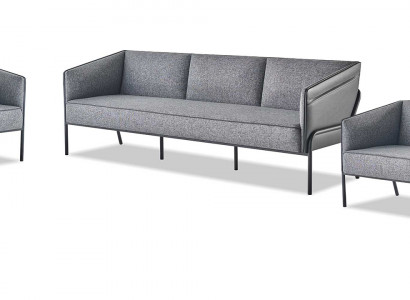 Komplett-Set Liederkanapeen 3-Sëtzer 2-Sëtzer Fotell Gro Sofa-Set Textil