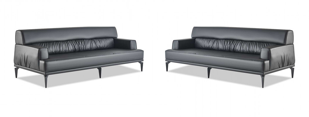 Canapéë Lieder Canapé-Set Schwaarz 3-Sëtzer Dräisëtzege Liederkanapéë Couche Modern