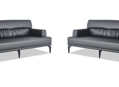 Canapéë Lieder Canapé-Set Schwaarz 3-Sëtzer Dräisëtzege Liederkanapéë Couche Modern