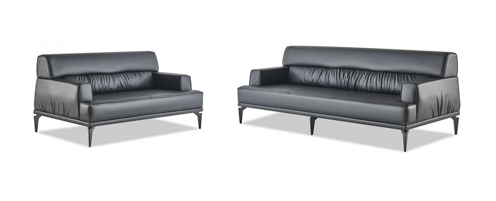 Sofa-Set Modern 3-Sëtz 2-Sëtz Schwaarz Sofasen Lieder Edelstol Holz