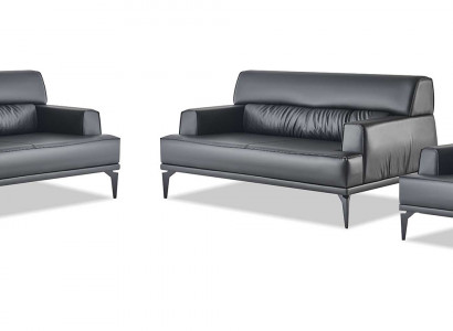 Sëtzmiwwel Modern Sofa-Set 2-Sëtzer Fotell Schwaarz Sofagarnituren Lieder