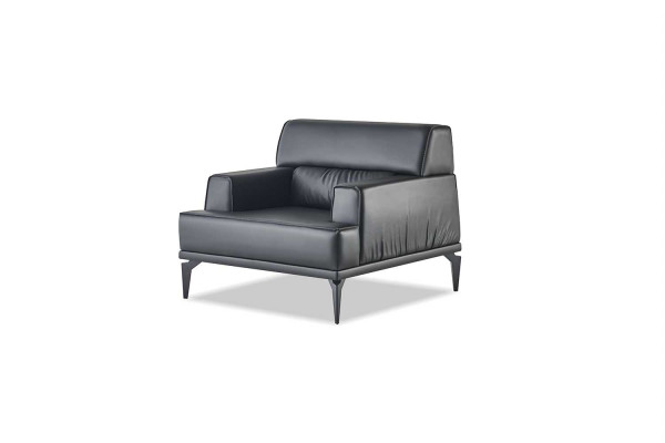 Sofagarnituren Sofa-Set Lieder 3-Sëtzer Fotell Schwaarz Lieder-Sofaen Modern