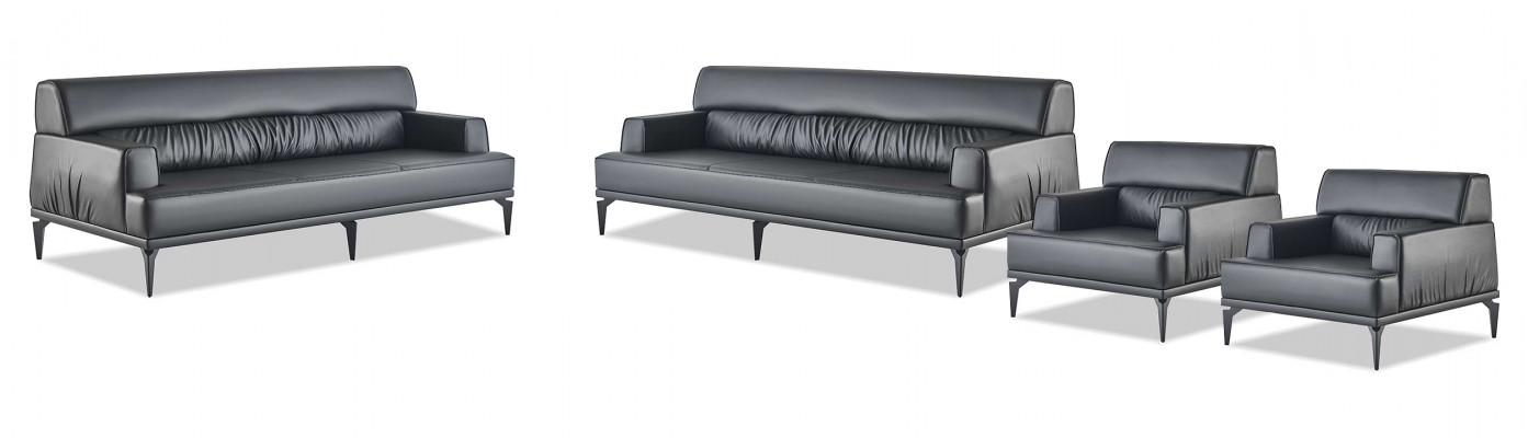 Sëtzkombinatioun Couch Polster Miwwelen Büroariichtung Sëtzer Schwaarz Sofa-Set 4stéck.