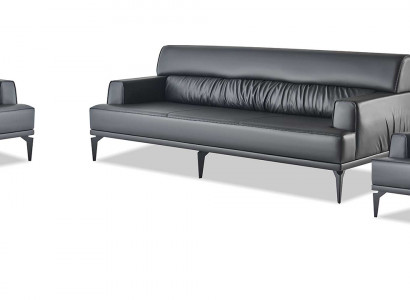 Sëtzkombinatioun Couch Polster Miwwelen Büroariichtung Sëtzer Schwaarz Sofa-Set 4stéck.