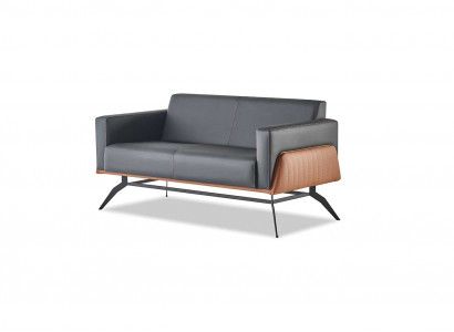 Couch Schwaarz Brong Canapé 2-Sëtz Liederkanapé Modern Edelstol Lieder Holz