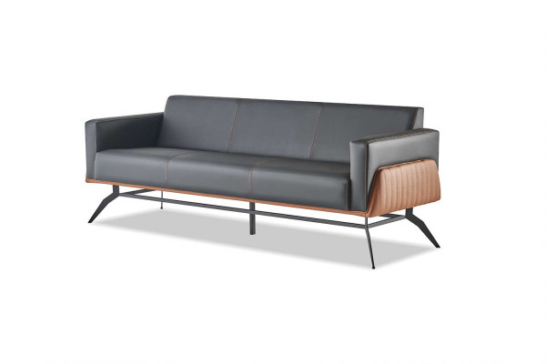 Canapé-Set, schwaarz brong, 3-Sëtzer Komplett Ledersofaen Modern Edelstol