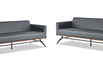Canapé-Set, schwaarz brong, 3-Sëtzer Komplett Ledersofaen Modern Edelstol
