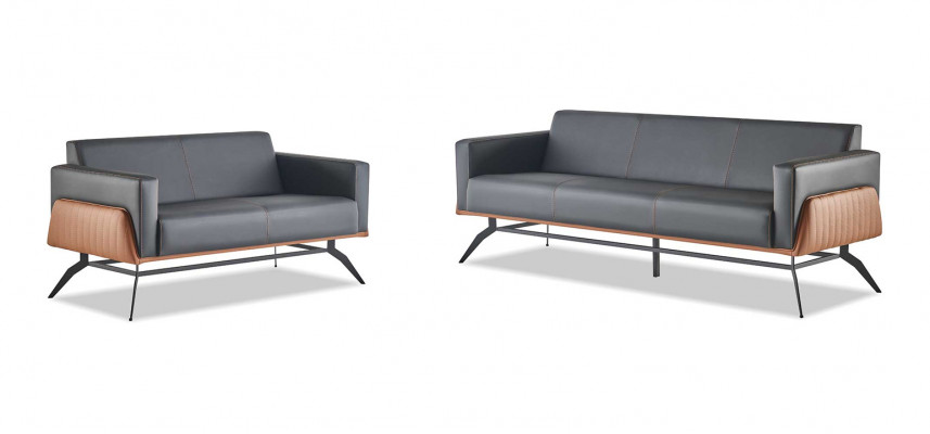 Sofa-Set Schwaarz Braun Ledersofaen Sëtzmiwwel 3-Sëtzer 2-Sëtzer Canapéën