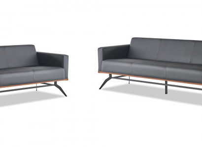 Sofa-Set Schwaarz Braun Ledersofaen Sëtzmiwwel 3-Sëtzer 2-Sëtzer Canapéën