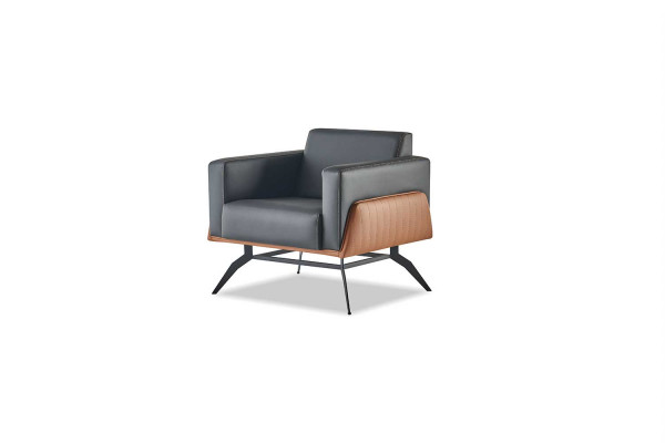 Komplett-Set Schwaarz Braun Lehnsessel Lieder 2-Sëtzer Sessel Sofa-Set
