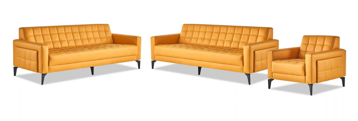 Komplett Set Sofas Modern Ledersofas 3-Sëtzer Sessel Couch Lieder Edelstol