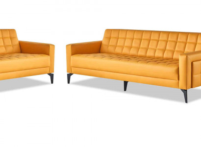 Komplett Set Sofas Modern Ledersofas 3-Sëtzer Sessel Couch Lieder Edelstol