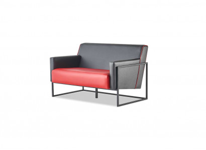 Sofa Rout Schwaarz Lieder-Sofa 2-Sëtzer Edelstol Villfälteg Modern Zweisëtzer