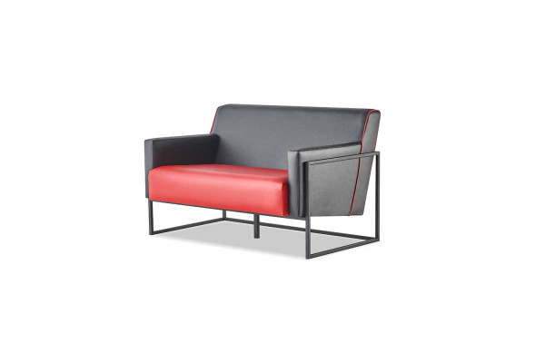 Sofa-Set 3-Sëtzer 2-Sëtzer Fauteuil Schwaarz Rout Modern Lieder Lieder-Sofaen