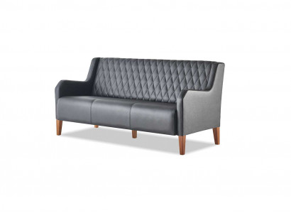 Liederdivan Sofa 3-Sëtzer Schwaarz Sëtzmiwwel Modern Lieder Holz Dräisëtzeg
