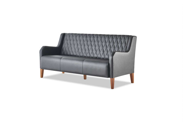 Sofagarnitur-Set 3-Sëtzer Fotell Schwaarz Lieder Modern Holz Canapeen