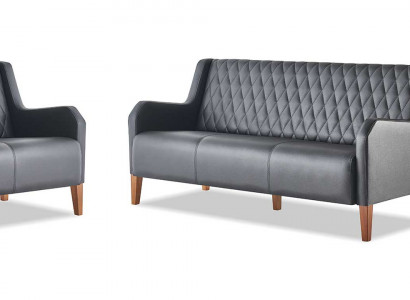 Komplett-Set 3-Sëtzer 2-Sëtzer Fauschtull Schwaarz Sofa-Set Modern Sofen