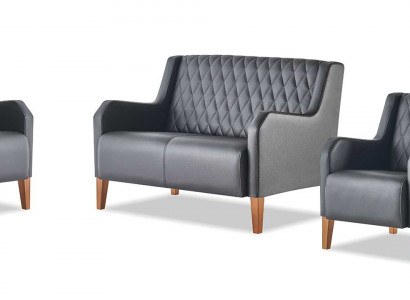 Komplett Liederstillgarnituren Couch Sëtzmébel 2-Setze-Stull Schwaarz Modern Set