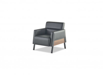 Schwaarze moderne Fauteuil 1-Sëtzer Büro Wunnzëmmer Lederfauteuil Méihell.