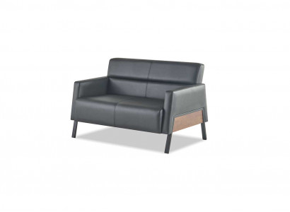 Schwaarze Sofa 2-Sëtzer Lieder-Sofa Modern Canapé Lieder Edelstol Zweesëtzeg
