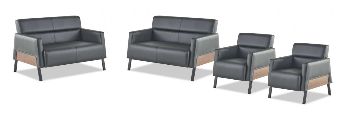 Sëtzmiwwel Lieder Set Liedersofa 2-Sëtzer Fautteuil Modern Schwaarz Inox